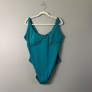 Yitty Fabletics‎ Size 3X Teal Scoop Neck Adjustable Straps One-piece Swimsuit